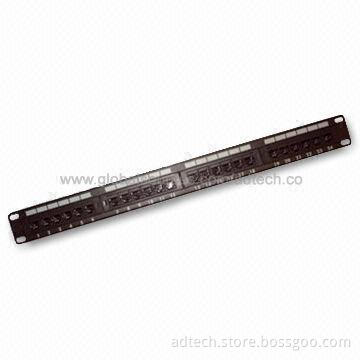CAT5e Patch Panel with Unshielded UTP and 24-port RJ-45 Jacks